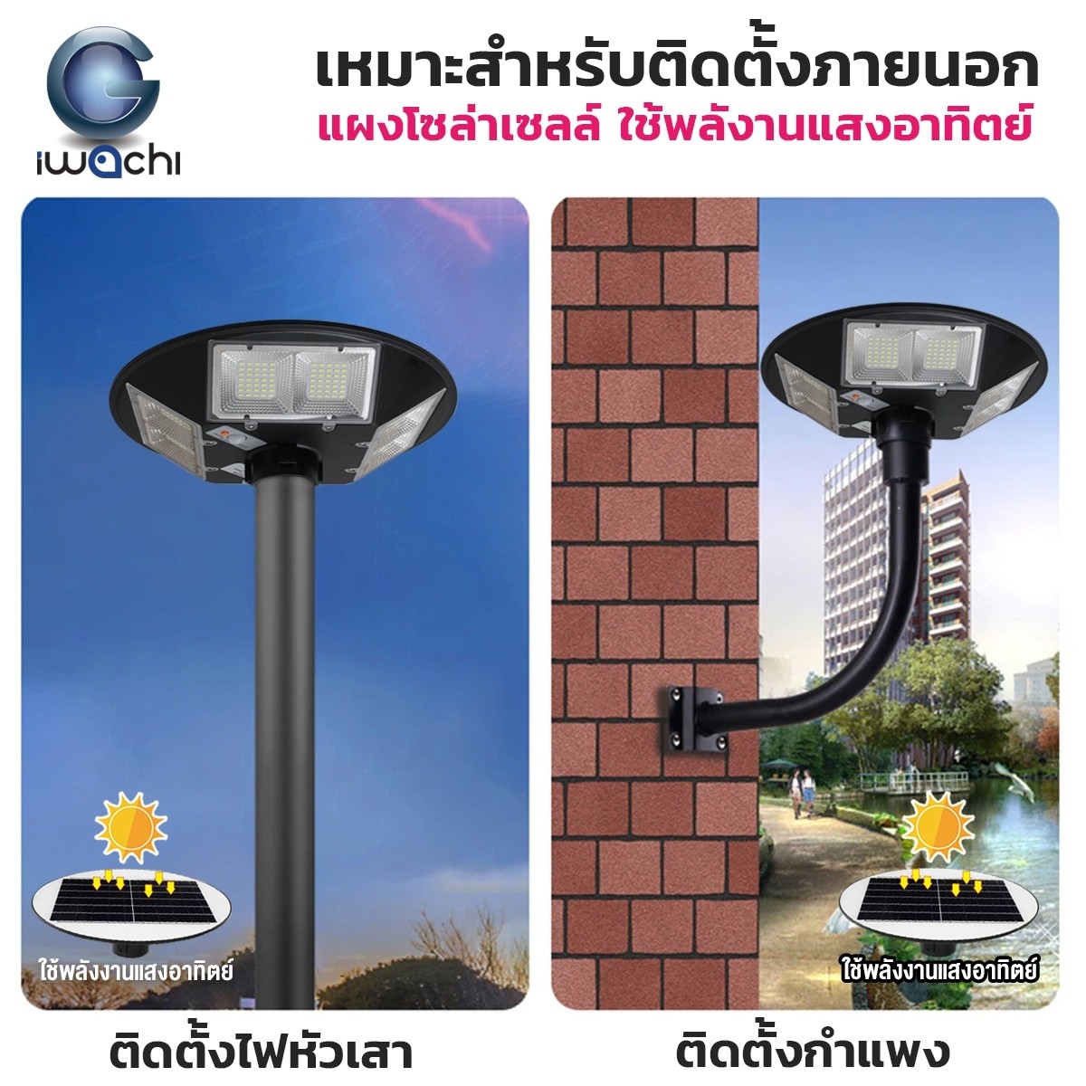 โคมไฟถนนโซล่าเซลล์ IWACHI รุ่น SOLAR-GA-1200W - Image 7