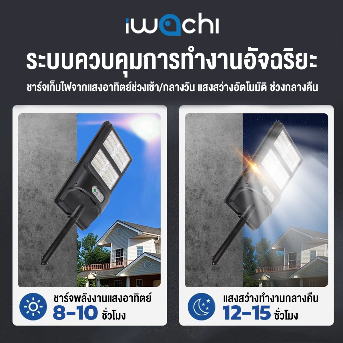 โคมไฟถนนโซล่าเซลล์ IWACHI รุ่น SOLAR-LEG-REMOTE-200W - Image 3