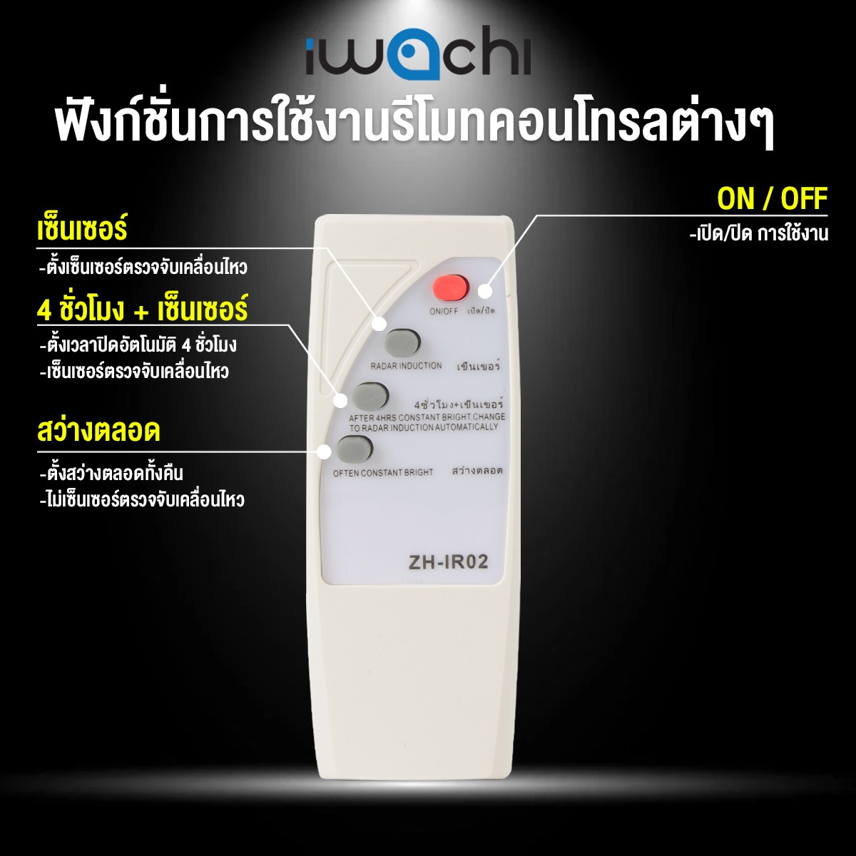 โคมไฟถนนโซล่าเซลล์ IWACHI รุ่น SOLAR-LEG-REMOTE-200W - Image 5