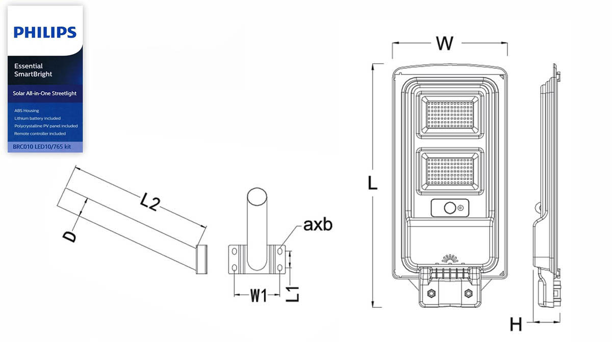 โคมไฟถนน-Philips-Essential SmartBright-All in One Solar-BRC010 LED10/765 kit - Image 2
