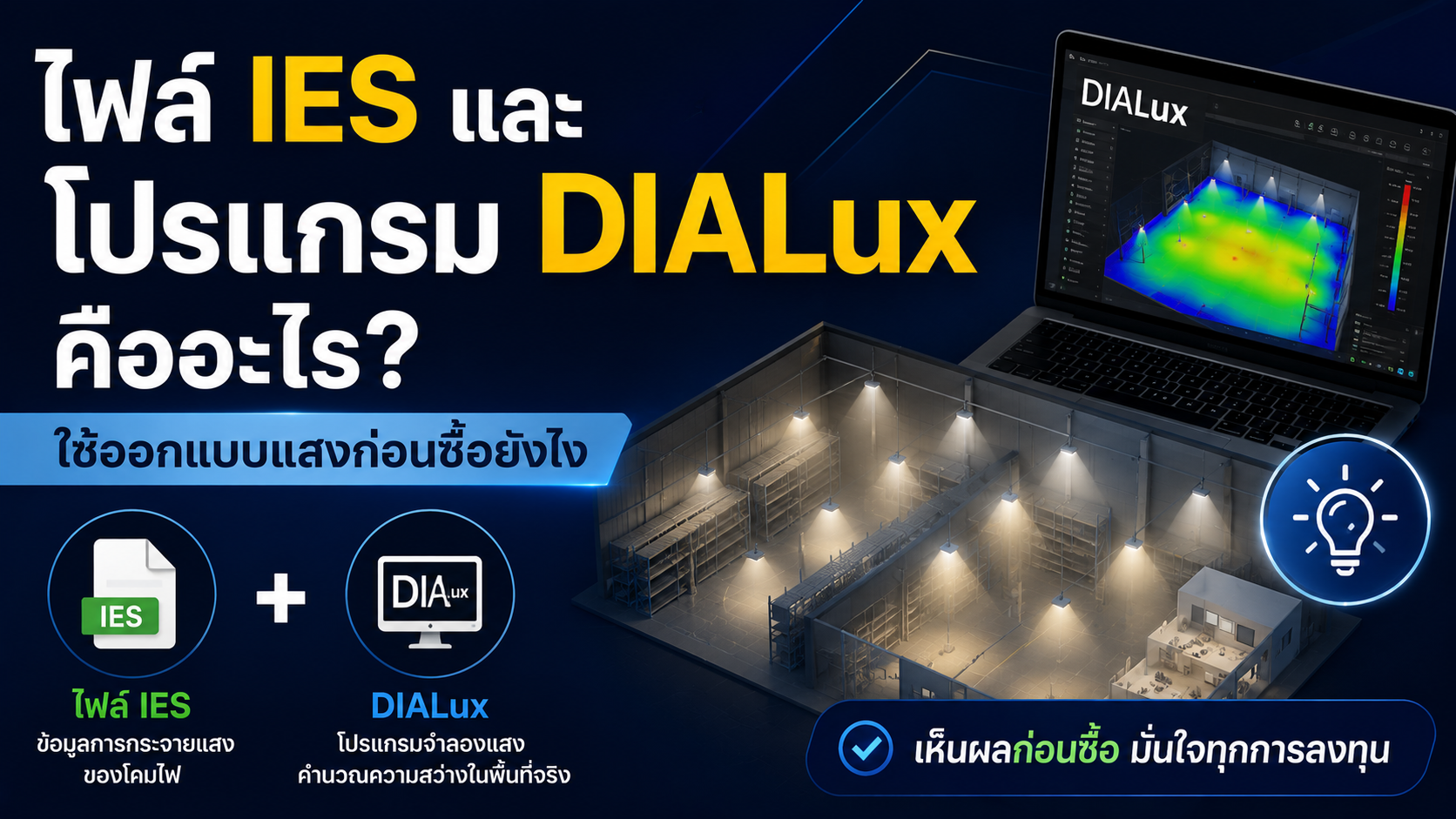 ไฟล์ IES และโปรแกรม DIALux คืออะไร? ใช้ออกแบบแสงก่อนซื้อยังไง