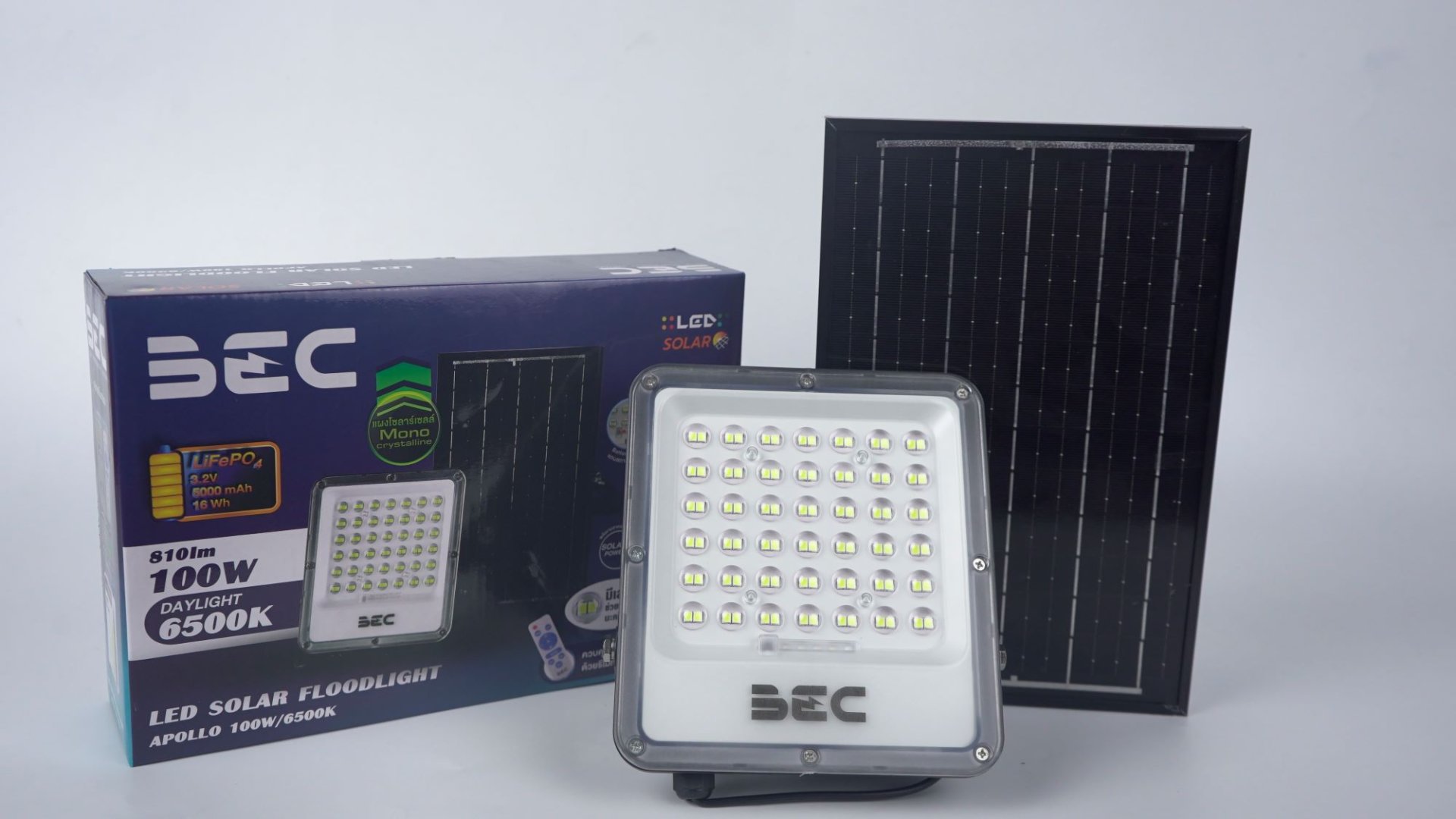 โคมไฟฟลัดไลท์ APOLLO LED โซลาร์เซลล์ BEC 500W - Image 2