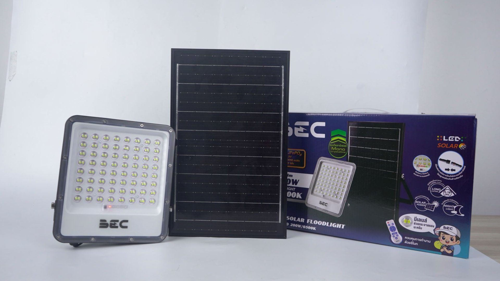 โคมไฟฟลัดไลท์ APOLLO LED โซลาร์เซลล์ BEC 500W - Image 3