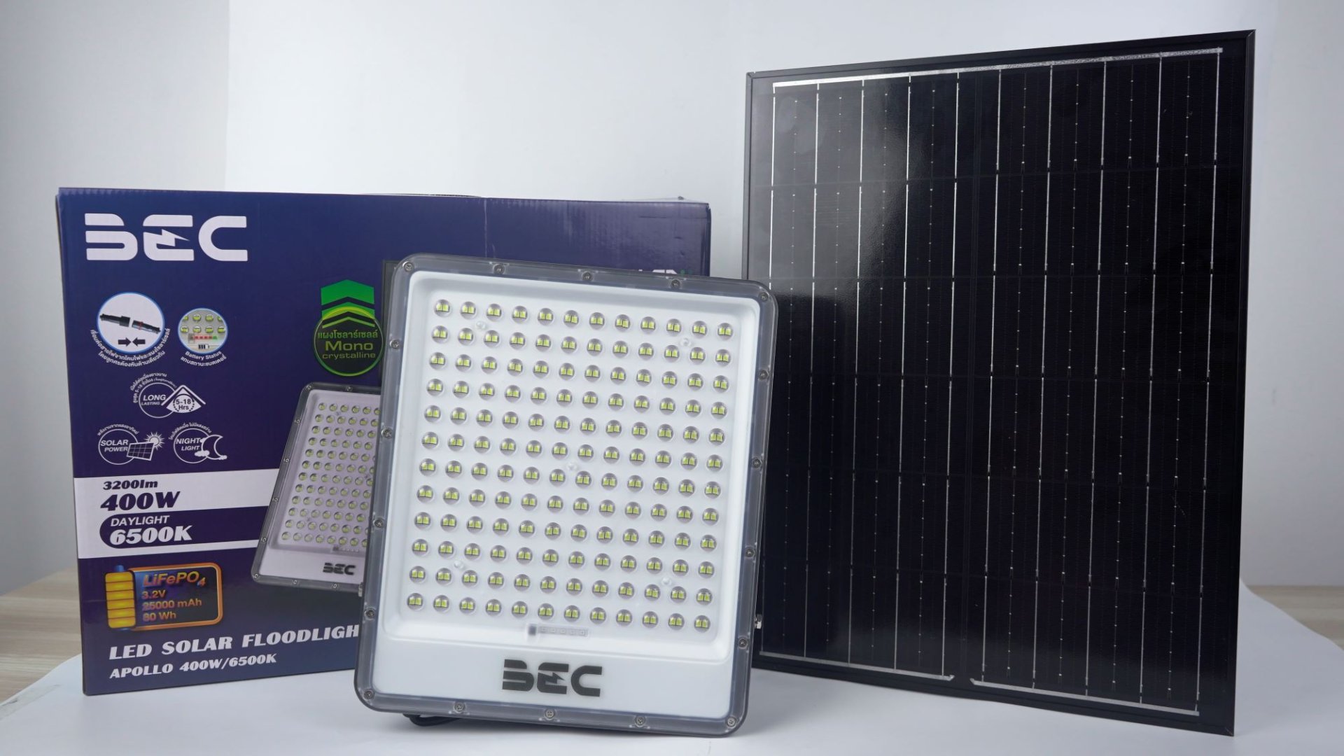 โคมไฟฟลัดไลท์ APOLLO LED โซลาร์เซลล์ BEC 500W - Image 5