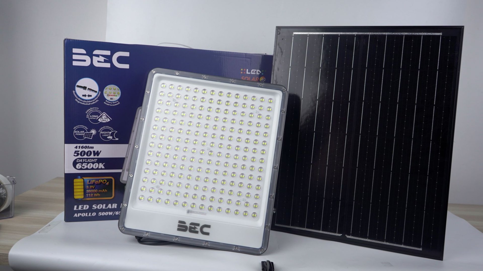 โคมไฟฟลัดไลท์ APOLLO LED โซลาร์เซลล์ BEC 500W - Image 6