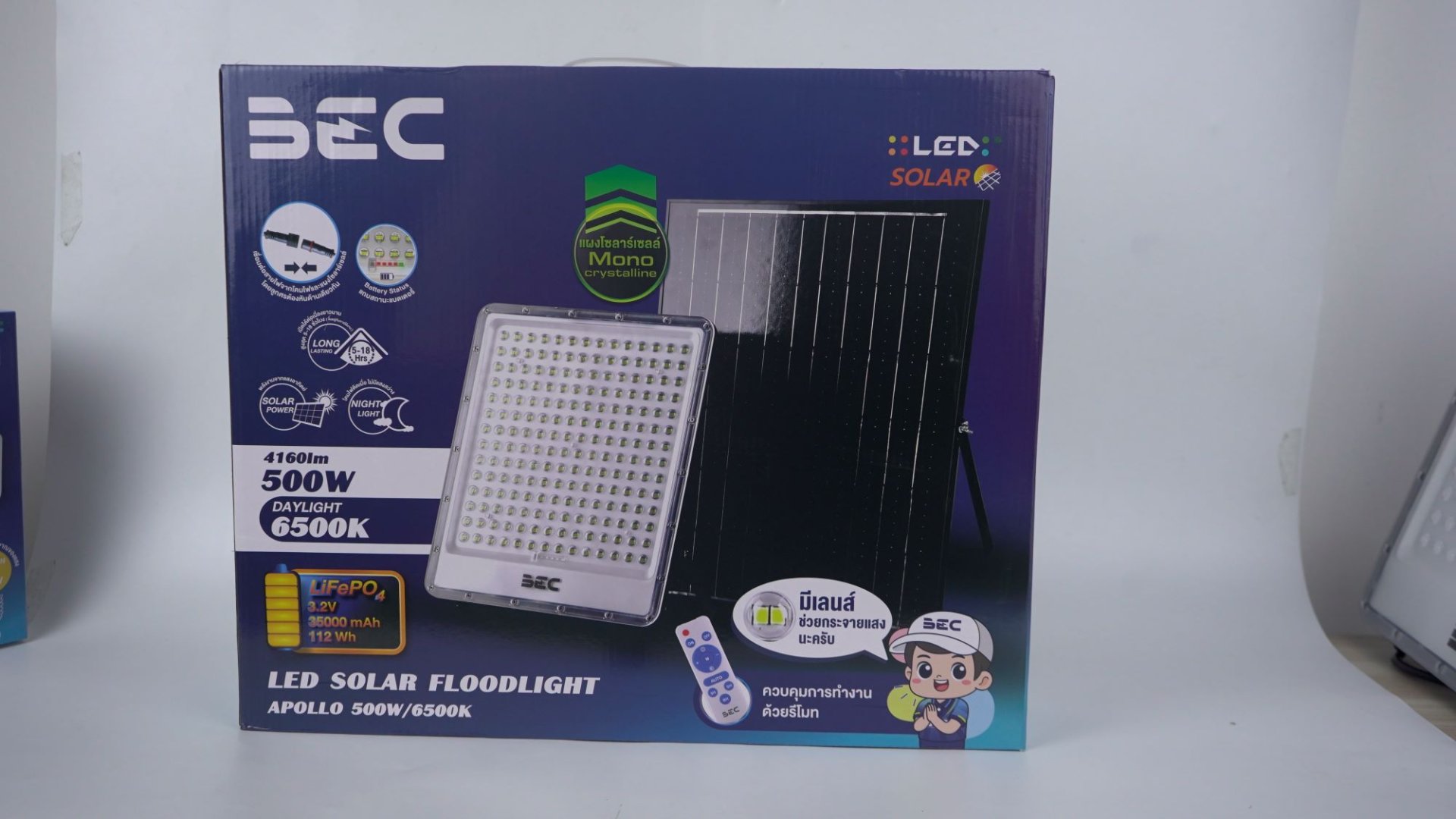 โคมไฟฟลัดไลท์ APOLLO LED โซลาร์เซลล์ BEC 500W - Image 7