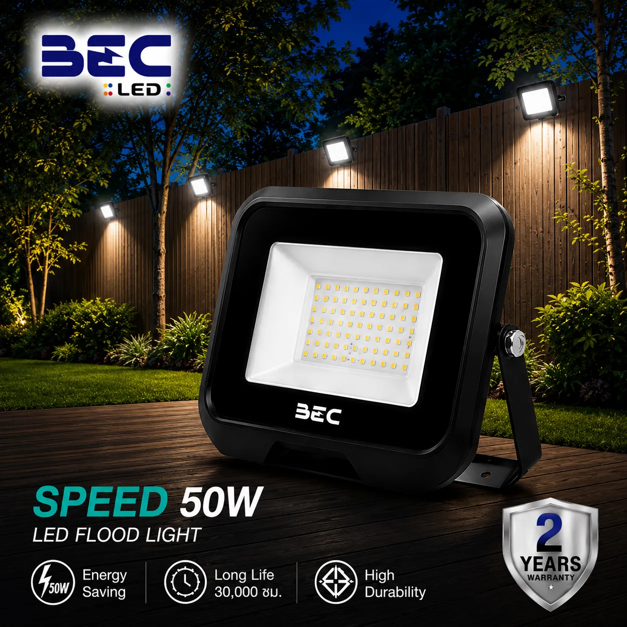 โคมไฟ FLOODLIGHT LED BEC รุ่น Speed ขนาด 50W