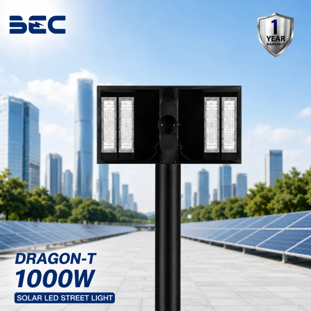 โคมไฟถนน LED โซลาร์เซลล์ BEC รุ่น Dragonขนาด 1000W