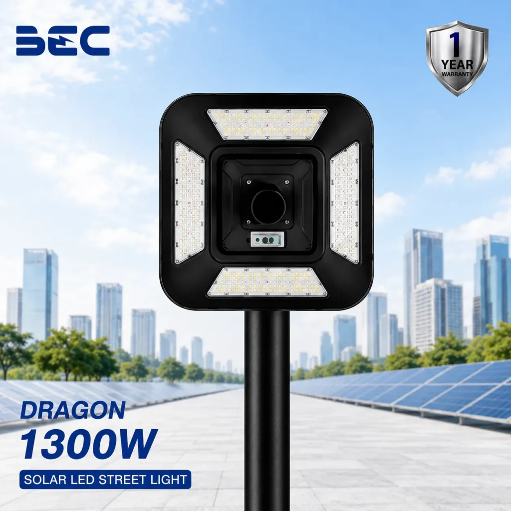 โคมไฟถนน LED โซลาร์เซลล์ BEC รุ่น Dragonขนาด 1300W