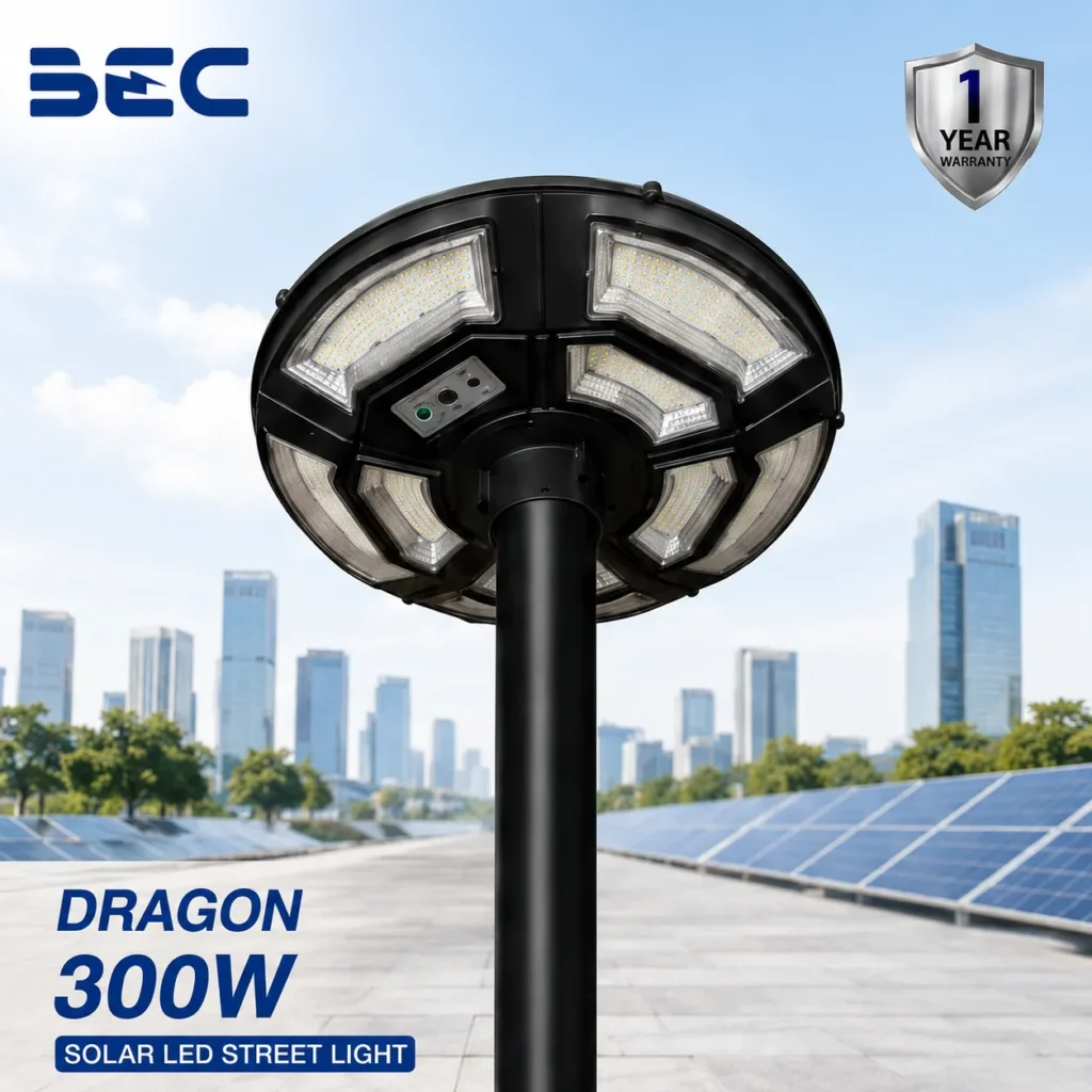 โคมไฟถนน LED โซลาร์เซลล์ BEC รุ่น Dragonขนาด 300W