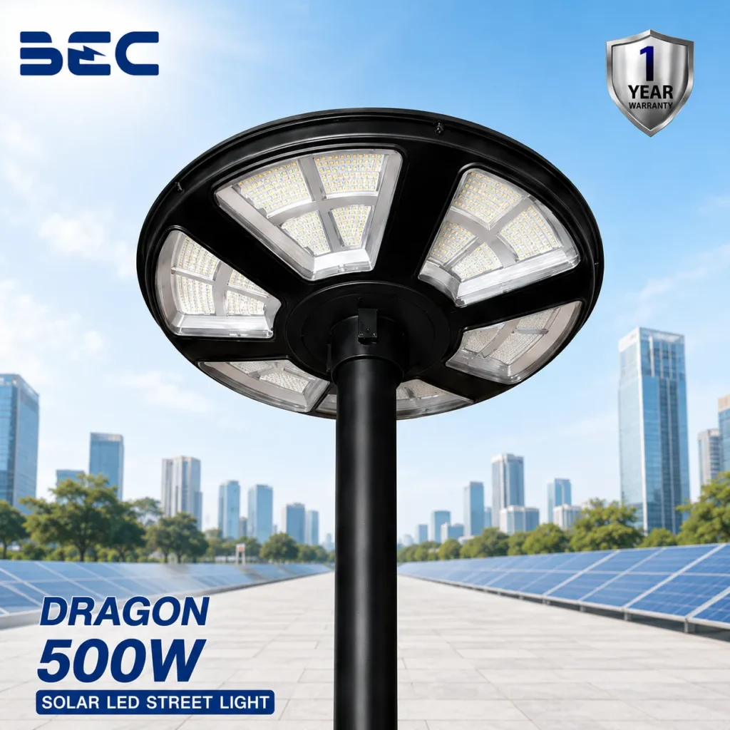 โคมไฟถนน LED โซลาร์เซลล์ BEC รุ่น Dragonขนาด 500W