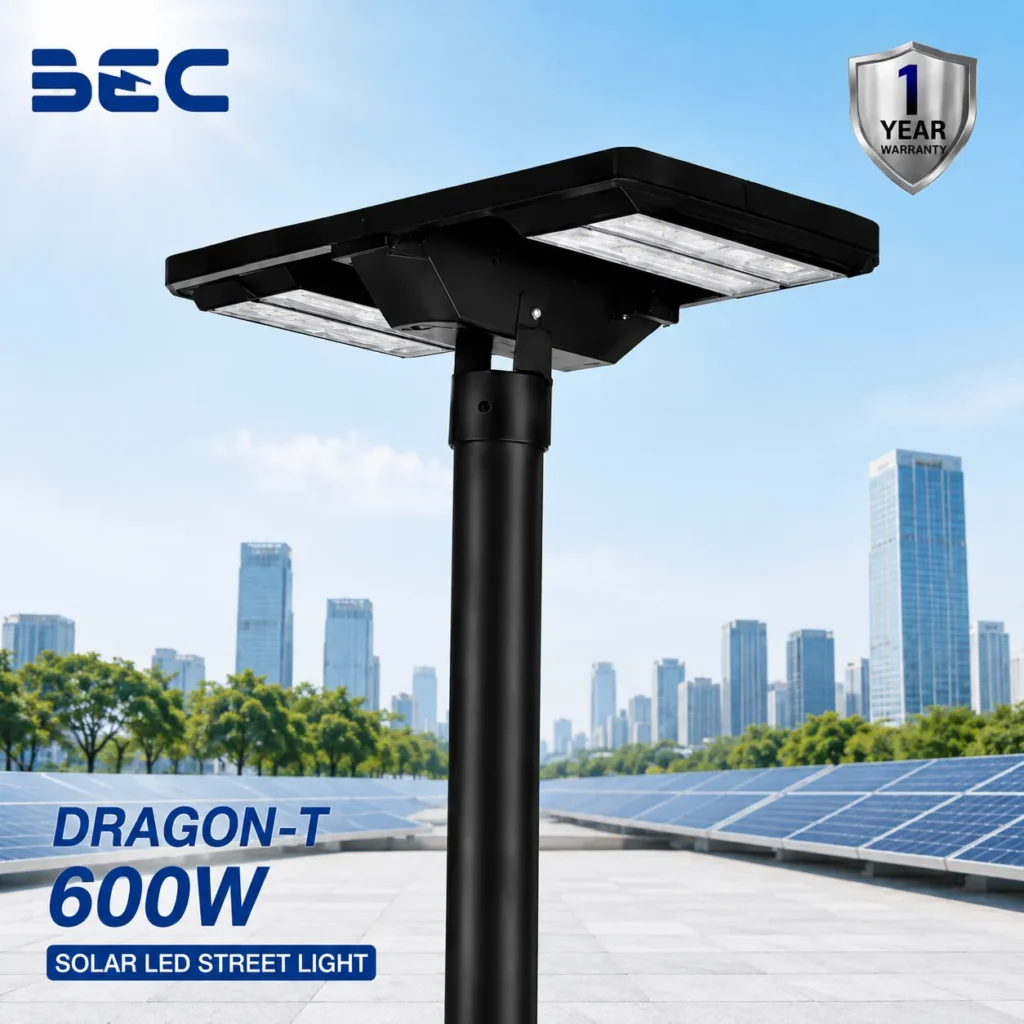 โคมไฟถนน LED โซลาร์เซลล์ BEC รุ่น Dragonขนาด 600W