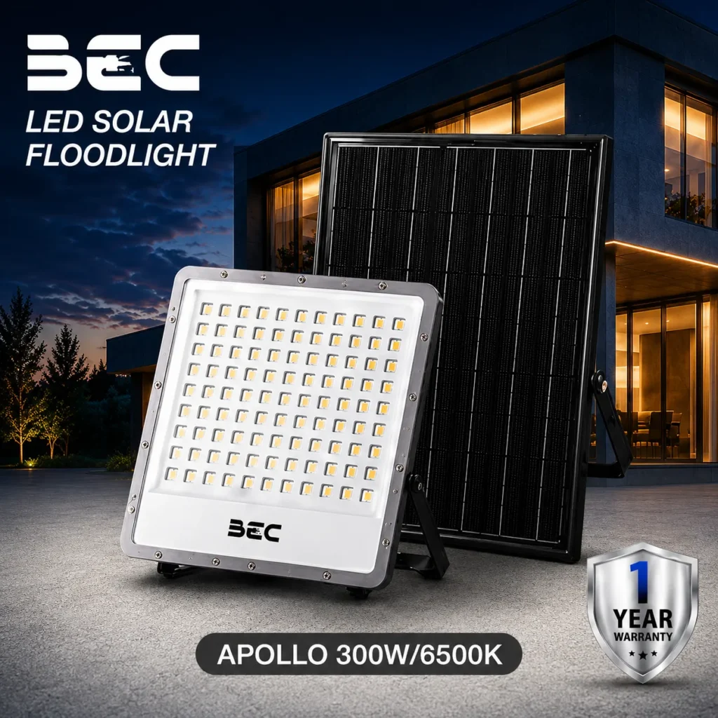 โคมไฟฟลัดไลท์ APOLLO LED โซลาร์เซลล์ BEC 300W