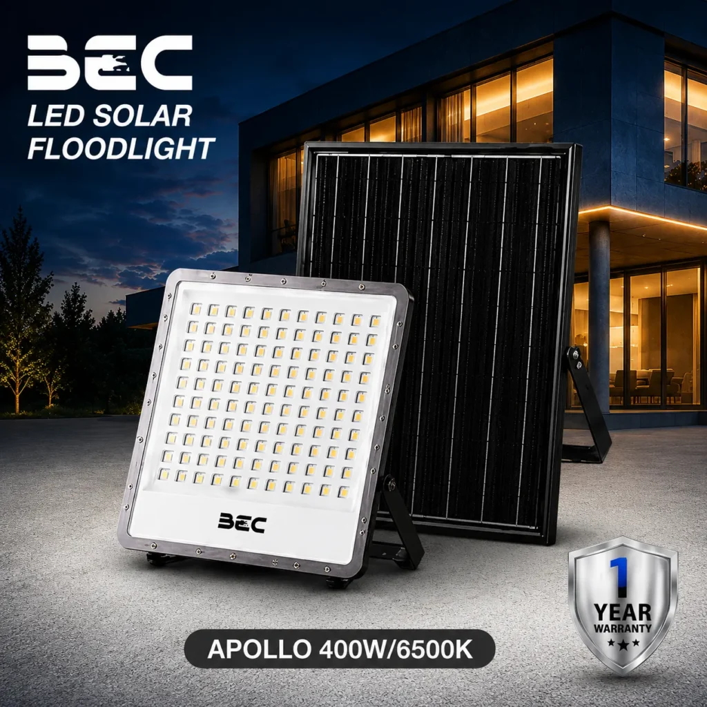 โคมไฟฟลัดไลท์ APOLLO LED โซลาร์เซลล์ BEC 400W